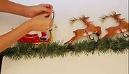 Christmas Stocking Holder Stand with 6 Hangers for Christmas Decorations,Metal Christmas Stocking Hanger Stand with Santa and Christmas Elk Cart for Floor