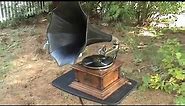 Nice Victor III Talking Machine Phonograph WIth Horn Playing
