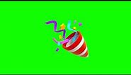 Party Popper Emoji Animation on Green Screen Background | 4K | FREE TO USE