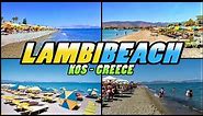 LAMBI BEACH Walking Tour - Kos - Greece (4k)