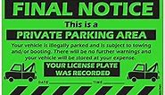 100 MESS Parking Violation Stickers Hard to Remove - Final Notice Tow Warnings - No Parking Stickers - Bad Parking Stickers - Super Sticky Warning Stickers for Towing Parked Cars 8x5 in, Green