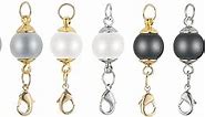 Zpsolution Plated ABS Pearl Magnetic Jewelry Clasps for Necklace Lobster Clasp White/Black/Grey 10mm