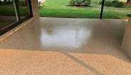 Outdoor Patio With Full Flake Epoxy Coating And Polyaspartic Top Coat.