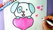 HOW TO DRAW A CUTE PUPPY WITH A LOVE HEART
