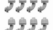 1/2-Inch Liquid Tight Connector 90-Degree, for PVC Electrical Flexible Conduit Fittings NPT Non-Metallic Connectors, for Home Outdoor Tubes Tools, UL Listed, Grey, 8-Pack