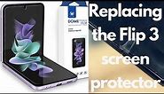 Replacing the screen protector on a Samsung Galaxy Flip 3