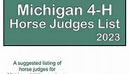 Michigan 4-H Horse Judges List