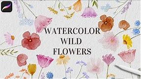 How to Paint Watercolor Wildflowers in Procreate | Realistic Watercolor Floral Procreate Tutorial