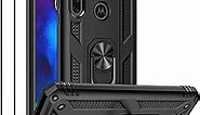 Androgate Moto G Stylus (2020) Case, Moto G Pro (2020) Case, with Tempered Glass Screen Protectors, Ring Kickstand Car Mount Shockproof Cover Case for Motorola Moto G Stylus/Pro, Black