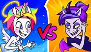 Good unicorn vs bad unicorn || Awkward Family Situations by Teen-Z Tales