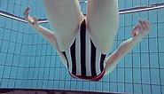 Swimming pool naked action with Nastya