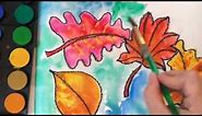 Easy Watercolor Resist Fall Leaves Art Project for Kids