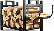 GREENER Firewood Rack Indoor with Kindling Wood Hooks, Metal Log Holders SMALL Size: 17.7“Lx11.8 W*16.2" H, Powder-coated Indoor Fire Wood Holders For Fireplace Indoor Firewood Rack Decor