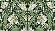 Simon&Siff Vintage Floral Wallpaper Peel and Stick Wallpaper Removable Orange/Green Wallpaper for Walls Murals Bedroom Bathroom Home Kitchen Decor by William Morris (1-Green,17.3"X118")