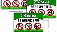 3PC Keep Off Grass Sign with Stake - 12x8 DOUBLE SIDED Coroplast Keep Dogs Off Lawn Sign - Dog Signs No Pooping and Peeing - No Littering Sign Outdoor