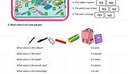 3rd Grade Colours Classroom objects worksheet