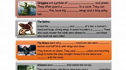 Mythical Creatures online worksheet