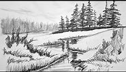 How to Draw a Landscape with pencil step by step and very easy