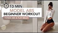 10 MIN BEGINNER MODEL ABS WORKOUT | Get Toned Abs & A Flat Belly | Eylem Abaci