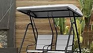 EAST OAK 2-Person Outdoor Patio Swing Chair with Adjustable Canopy, Porch Swing with Comfortable and Breathable Seats, Independent Swing Chairs for Garden, Balcony, Backyard, Charcoal Black