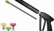 YAMATIC Pressure Washer Gun Wand with 3/8" Swivel Plug & M22-14mm Fitting, Stainless Steel Power Washer Lance Extension Replacement with 1/4" Quick Connect Outlet for Foam Cannon Car Wash, 4000 PSI