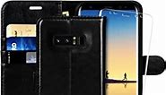 MONASAY Galaxy Note 8 Wallet Case, 6.3 inch, [Screen Protector Included][RFID Blocking] Flip Folio Leather Cell Phone Cover with Credit Card Holder for Samsung Galaxy Note 8 Black