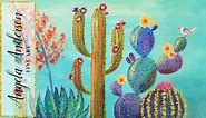 Southwest Colorful Cactus Acrylic Painting Tutorial | Live Full Length Demo