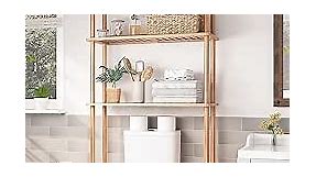 AmazerBath Over The Toilet Storage Shelf Bamboo, 3-Tier Over Toilet Organizer Rack, Freestanding Above Toilet Shelf for Bathroom, Laundry, Space Saver, Natural Color