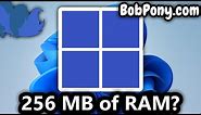 Running Windows 11 on 256 MB of RAM?
