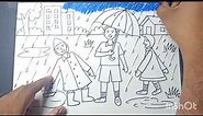 Rainy season Drawing,How to draw Rainy season memory drawing