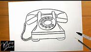How to Draw an Old Telephone Step by Step
