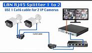 1 LAN Cable Convert & Connect to 2 IP Cameras using Rj45 Splitter/Coupler