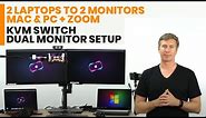KVM Switch Dual Monitor Setup – 2 Laptops to 2 Monitors – Mac & PC + Zoom