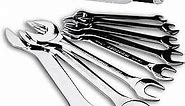 Super Thin Wrench Set,8-Piece, Metric, Including 8 to 27 mm, Open end Slim Wrench Set With Rolling Pouch, Perfect For Auto, Bike in Narrow Space Use