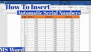 How To insert Automatic Serial Numbers in MS Word | Serial Numbers Automatically in Microsoft Word
