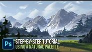 Landscape Digital Painting - Step-By-Step Tutorial (Using a Natural Palette)