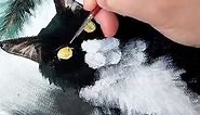 Black Cat in the Snow Acrylic Painting