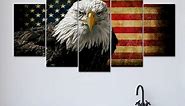 American Flag with Bald Eagle Canvas Painting for Home Decor
