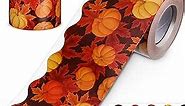 69 Feet Autumn Leaves Pumpkin Board Borders Fall Bulletin Border Stickers Holiday Bulletin Border Pumpkin Borders Fall Border Trim Bulletin Board Borders for Thanksgiving Party Decor (Vivid Style)