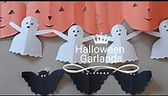 Halloween crafts easy DIY l Halloween Pumpkin garlands l Paper bat
