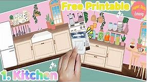 Free Printable Paper Dollhouse | Paper Quiet Book How to make Dollhouse KITCHEN Tutorial Papercraft