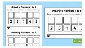 Ordering Numbers to 5 Worksheet