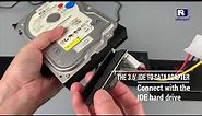 Jumper setting of IDE hard drives to SATA interface duplicator with a adapter/connecter