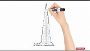 How to draw Burj Khalifa tallest building in the world