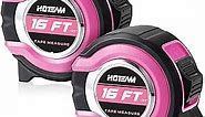 Hoteam 2 Pcs 16 Feet Tape Measure Lightweight Pink Measuring Tape with Retractable Blade and Lock Button Easy to Read Measurement Tape for Measuring Tools