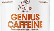 Genius Caffeine Pills 100mg, Extended-Release Microencapsulated Caffeine Pills - All-Natural Non-Crash Sustained Energy, Focus & Concentration Supplement - Nootropic Brain Booster - 100 Capsules