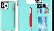 Jaorty Crossbody Wallet Case for iPhone 11 Pro with Card Slot Holder,iPhone 11 Pro Magnetic Flip Folio Purse Case, PU Leather Zipper Handbag with Detachable Lanyard Strap 5.8 Inch (Mint Green)