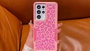 for Samsung Galaxy S21 Ultra Case Pink Leopard Cheetah Print, Heavy Duty Tough Rugged Full Body Protection Shockproof Protective Women Girls Case for Samsung Galaxy S21 Ultra 5G