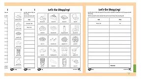 Shopping List Differentiated Worksheets