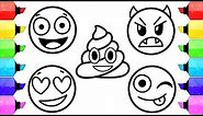 EMOJI Coloring Pages | How To Draw and Color Emoji Faces - Kids Learn Colors with Coloring Pages